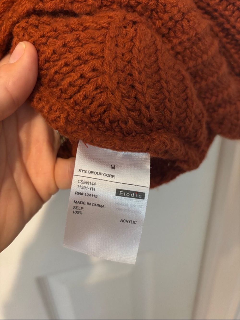 Rust Open-Knit Women's Sweater - Cozy Cropped Pullover - Picture 5 of 6